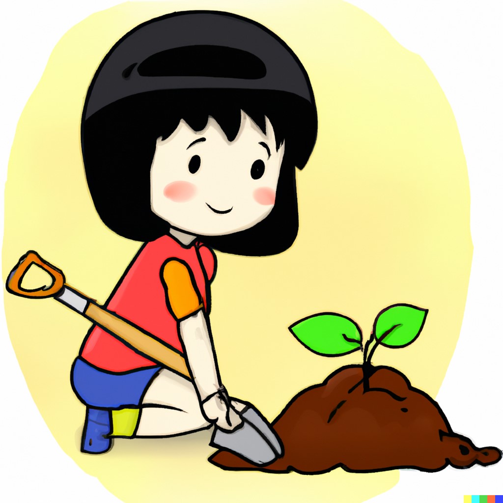 Woman planting tree