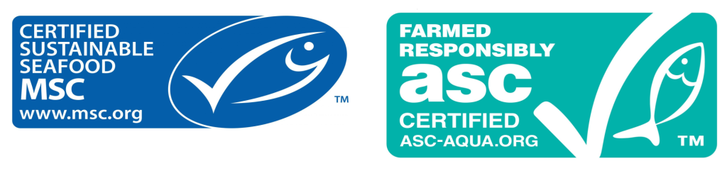 Images of the MSC and ASC sustainability certifications